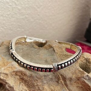 Vintage 90s Premier Designs Silver Tone Alloy Stretch Bracelet